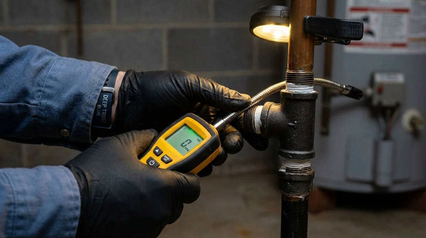 Gas leak detection with electronic sniffer by Johns Plumbing LLC in Madera