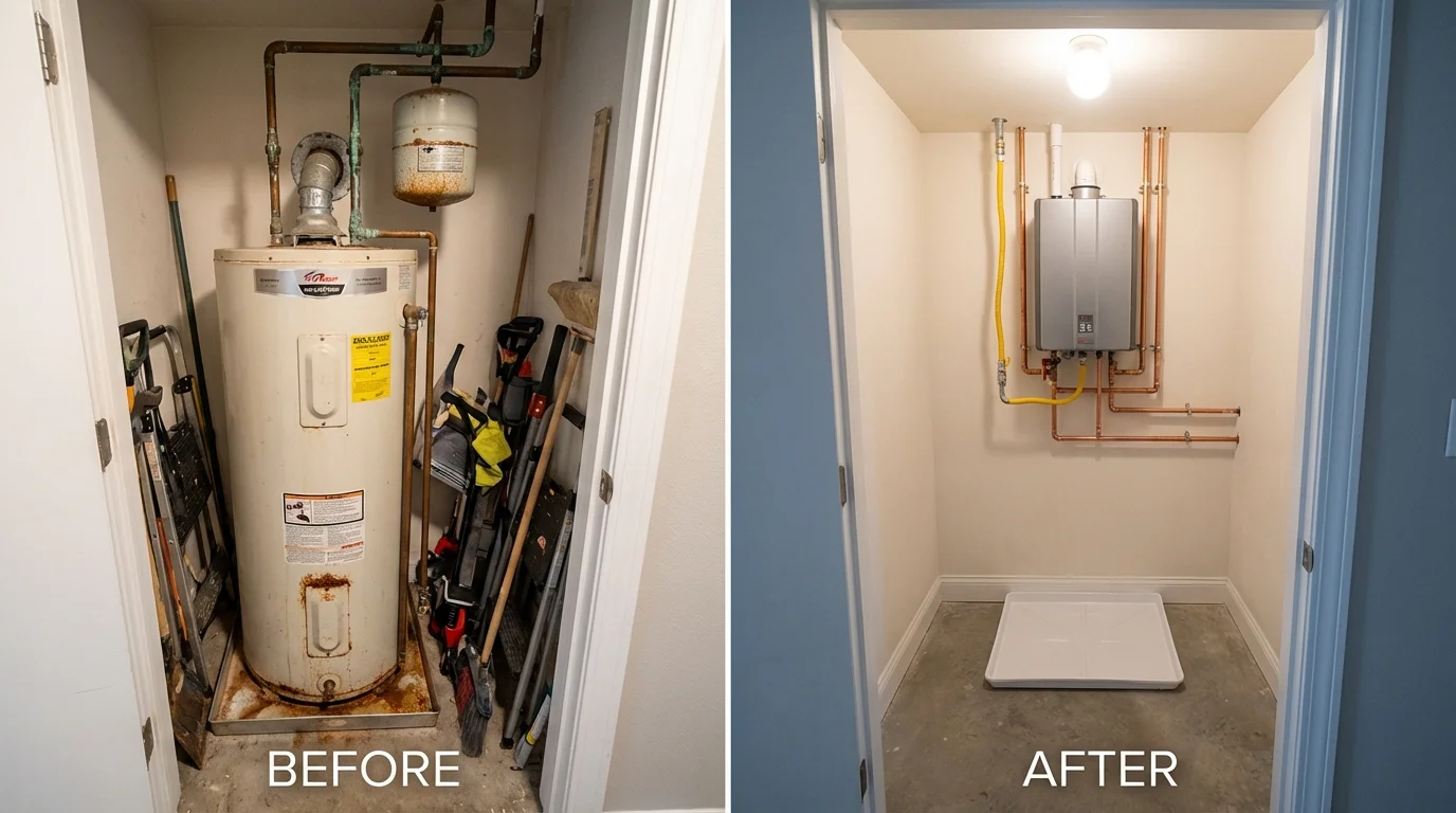 Tank water heater versus wall-mounted tankless unit comparison for Madera, CA homeowners