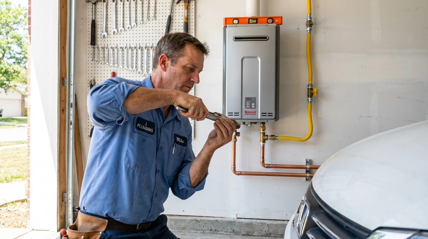 Tankless water heater installation by a Johns Plumbing LLC plumber in Madera